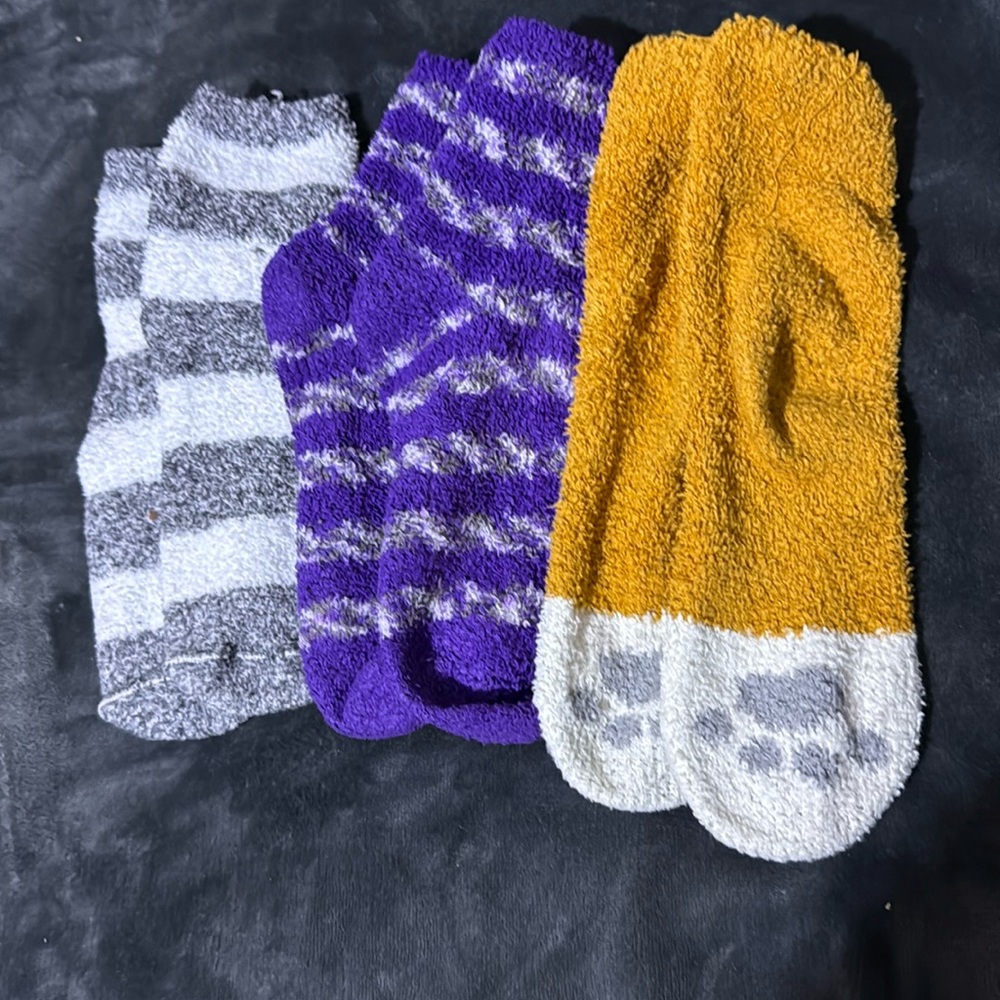 Cozy Purple and Orange Fuzzy Socks